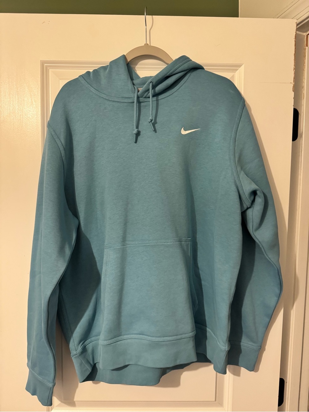 Nike Teal Blue Pullover Hoodie with White Swoosh